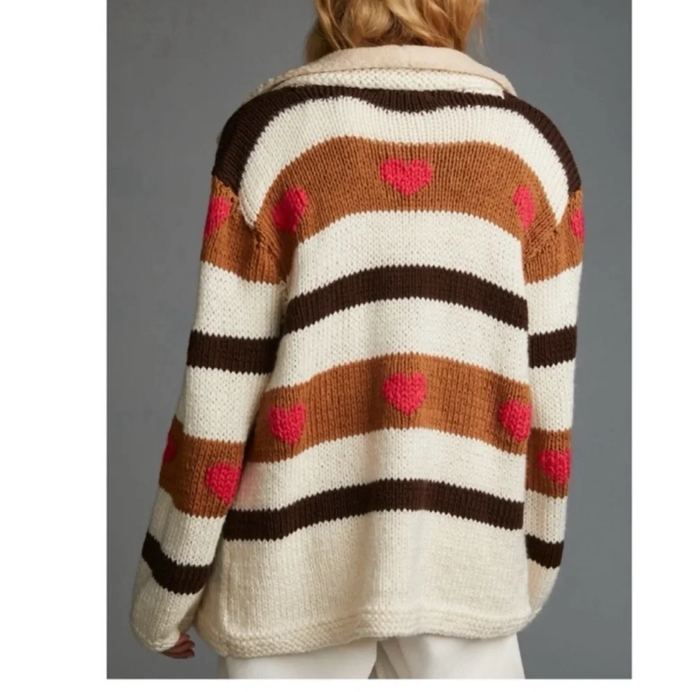 Anthropologie Vero Alfie Hand-Knit Cardigan Sweater Size 2 - Picture 7 of 16